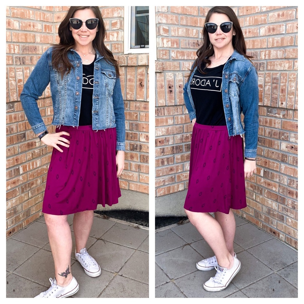 Old Navy stretch knit printed skater skirt